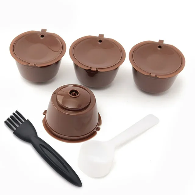 Cheap 4pcs Dolce Gusto Plsatic Refillable Coffee Capsule with Spoon Brush 200 Times Reusable Compatible Nescafe Dolce Gusto
