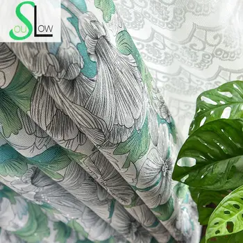 

Slow Soul green Spring Fresh Simple Modern Jacquard Shading Tulle Curtains For Living Room Children Ready Made Bedroom Cloth