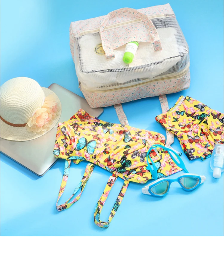 Женская нейлоновая прозрачная пляжная сумка для мокрого и сухого плавания, женские водонепроницаемые сумки для плавания, сумка для бассейна, коллекционная сумка для пляжа