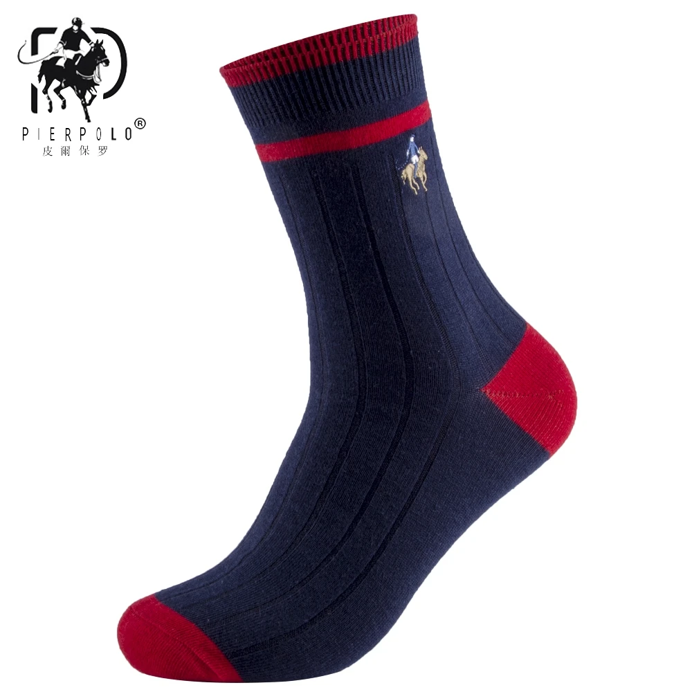 Высококачественные брендовые носки в полоску с надписью PIER POLO, модные хлопковые носки с вышивкой для деловых людей, мужские носки осень-зима