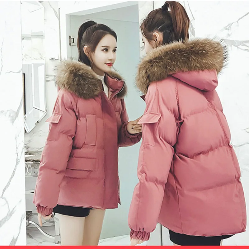 

Big fur Winter Jackets For Women 2018 Fashion Winter Jackets Lady Down Cotton Jackets Women Warm Cotton Coat outerwear