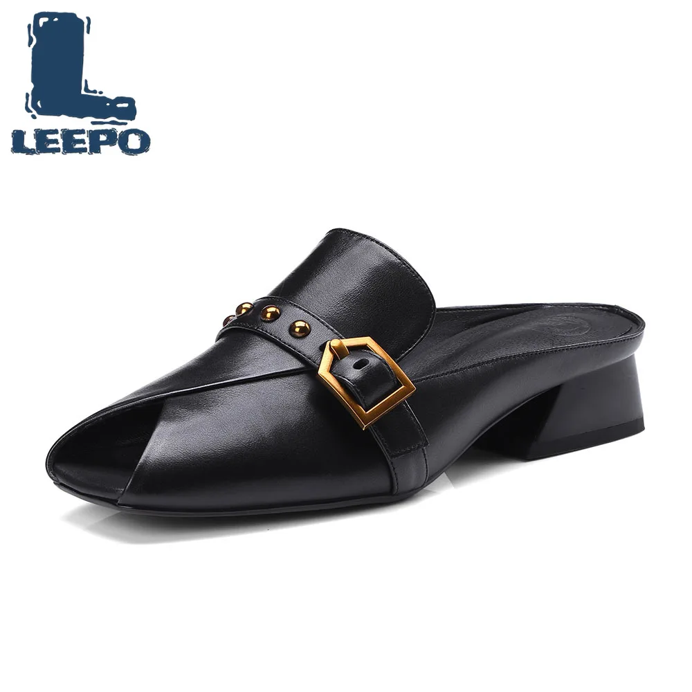

LEEPO Slippers Women Summer Luxury Fashion Low Heels Shoes Woman Slingbacks Peep Toe Sandals Ladies Soft Plush Slides Pumps 6.5