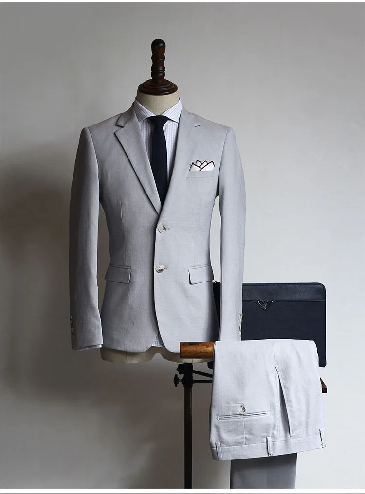 2018 High Quality Silver Single Breasted (Jacket+Pants) 2 Pieces Mens Suits Custom Made Best Men Suits Wedding Groom Tuxedos