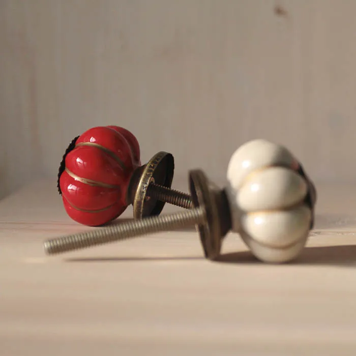 

European Ceramic Pumpkin Handle American Rustic Furniture Cabinet Drawer Handle Antique Cabinet Door Ceramic Pumpkin Handle
