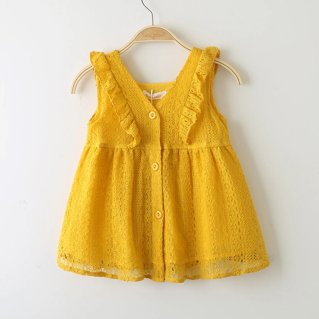 Платье для маленьких девочек Новая Детская летняя одежда для девочек с милыми цветами для девочек платья принцессы, с вышивкой, Одежда для новорожденных, на возраст 6 мес.-24 м - Цвет: az572  yellow