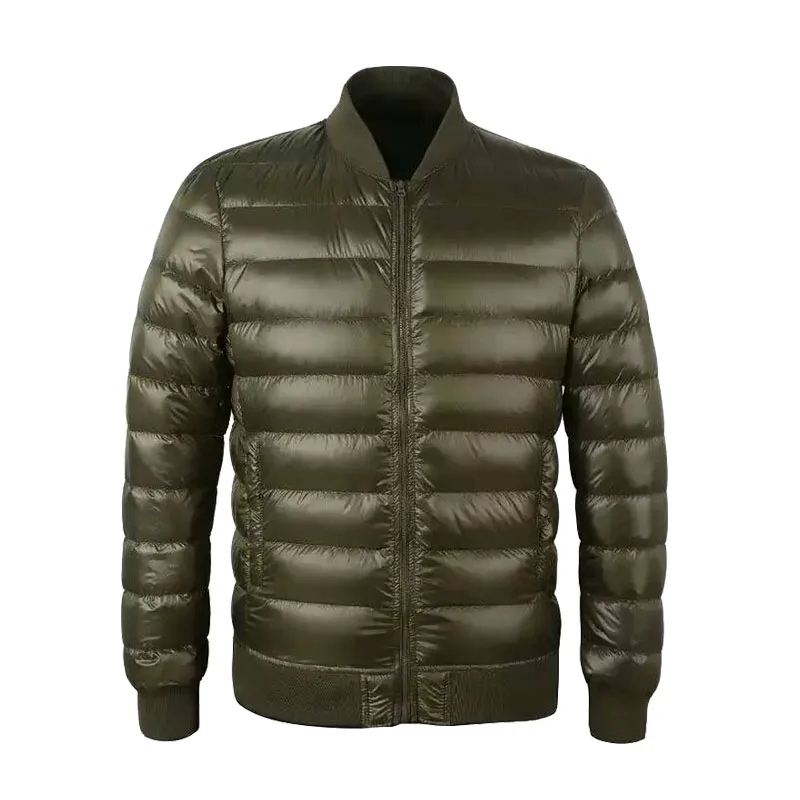 Зимняя куртка-пуховик для Для мужчин Мода г. однотонные Цвет пальто Бейсбольным воротником тонкий теплый жилет на молнии Для мужчин's зимняя куртка-пуховик s