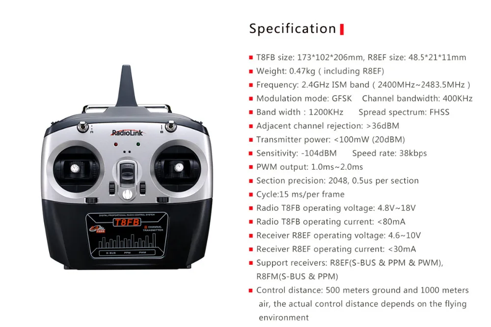 radiolink T8FB 2,4 ГГц 8ch передатчика радиоуправляемой модели R8EH комбинированный приемник дистанционное управление для RC вертолет Радиоуправляемый квадрокоптер из набора «сделай сам» самолет