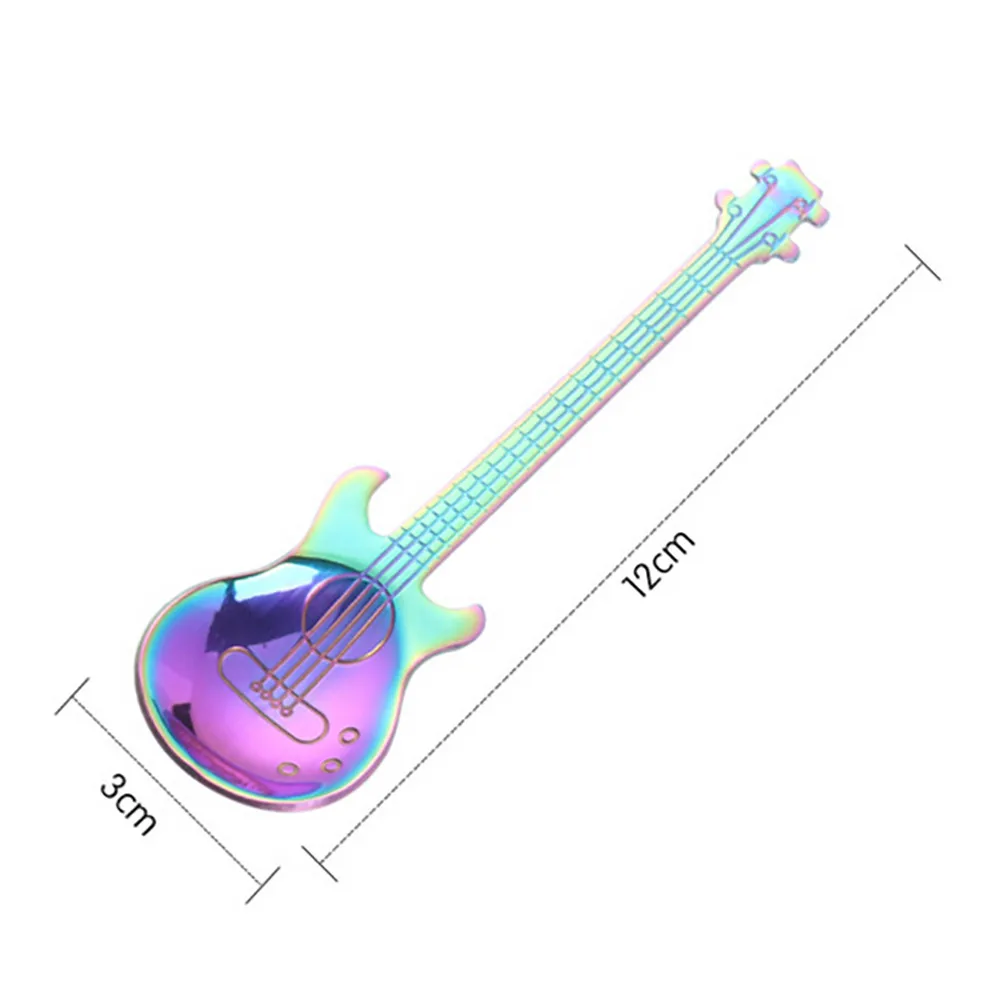 Ложки для гитары из нержавеющей стали, радужная кофейная/чайная ложка, столовые приборы, приборы для питья, кофейные чайные кухонные принадлежности, гаджет, чайная ложка