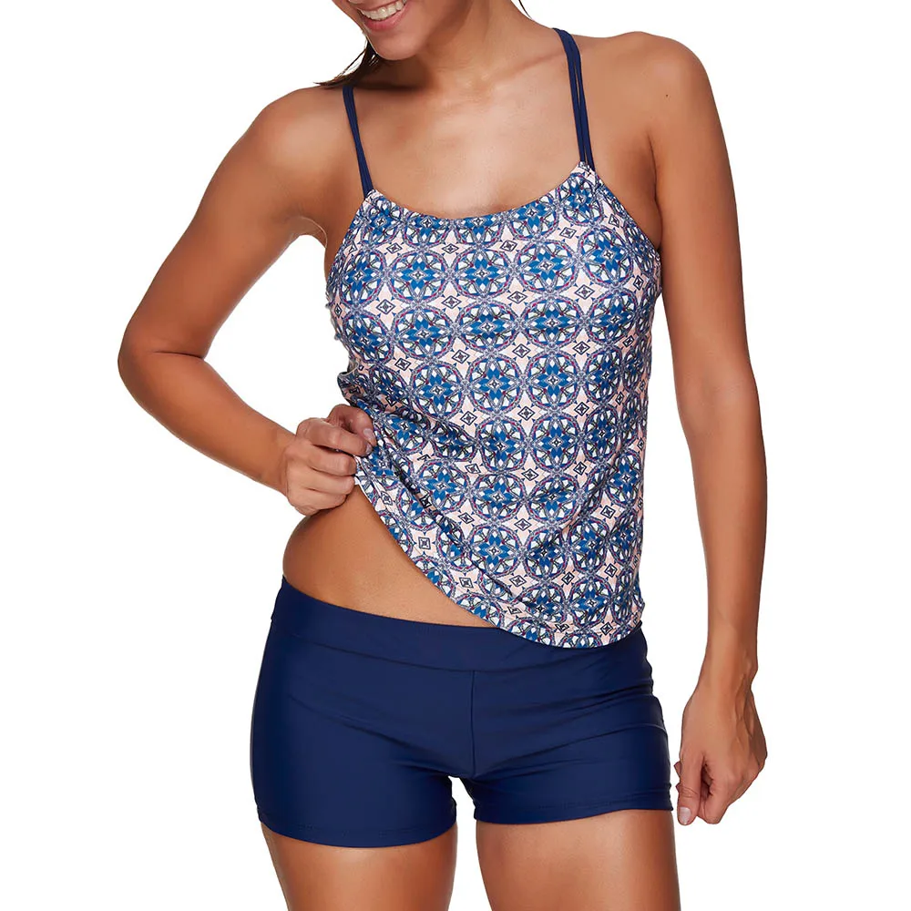 2019 ملابس السباحة الإناث اثنين قطعة دعوى زائد حجم اثنين من قطعة ثوب السباحة Tankini مجموعة لباس سباحة للنساء الرسن ملابس السباحة