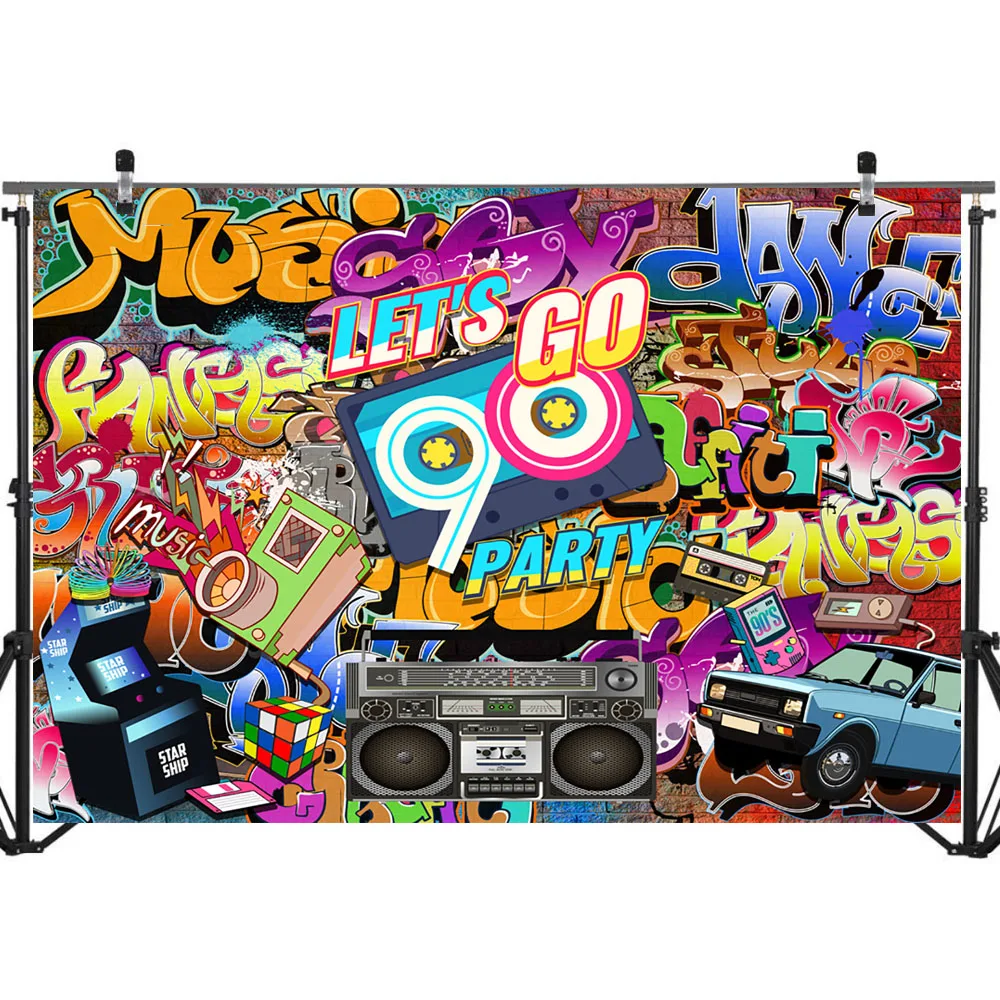 Neoback 90s Theme Party Backdrop Hip Hop Graffiti Wall Photo Booth