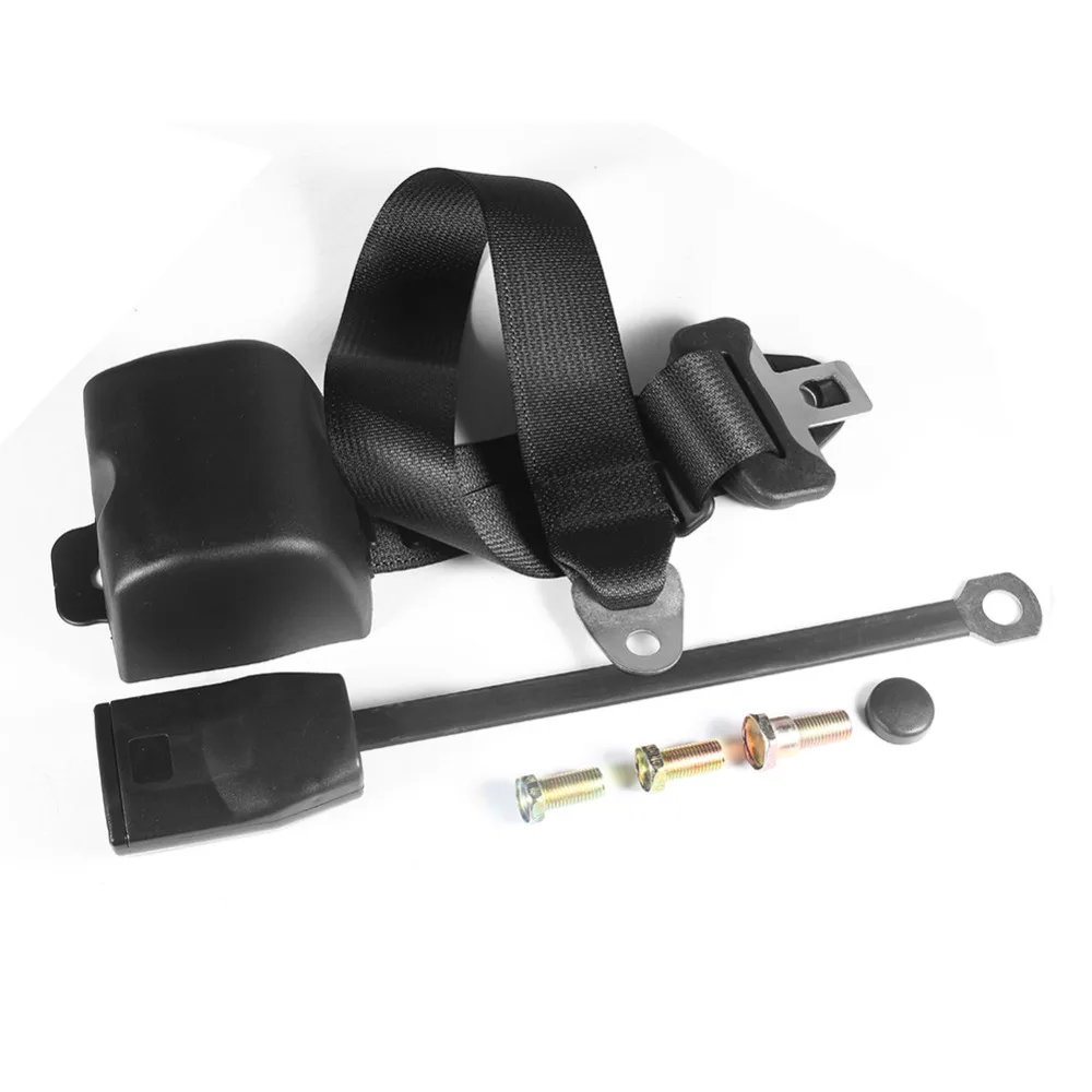 Black Universal 3 Point Retractable AUTO Car Seat Lap Adjustable Belt