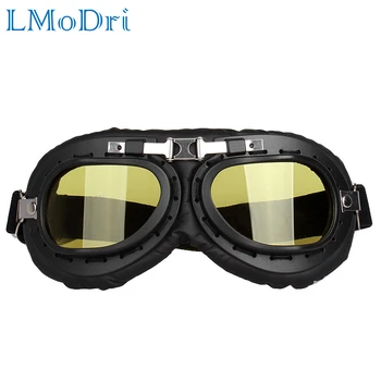 LMoDri Retro Motorbike Motocross Helmet Pilot Goggles Jet Aviator Vintage Pilot Goggles Motorcycle Scooter Glasses UV For Helmet motorcycle atv riding scooter driving flying protective frame clear lens portable vintage helmet goggles glasses for 2009 buell xb12r