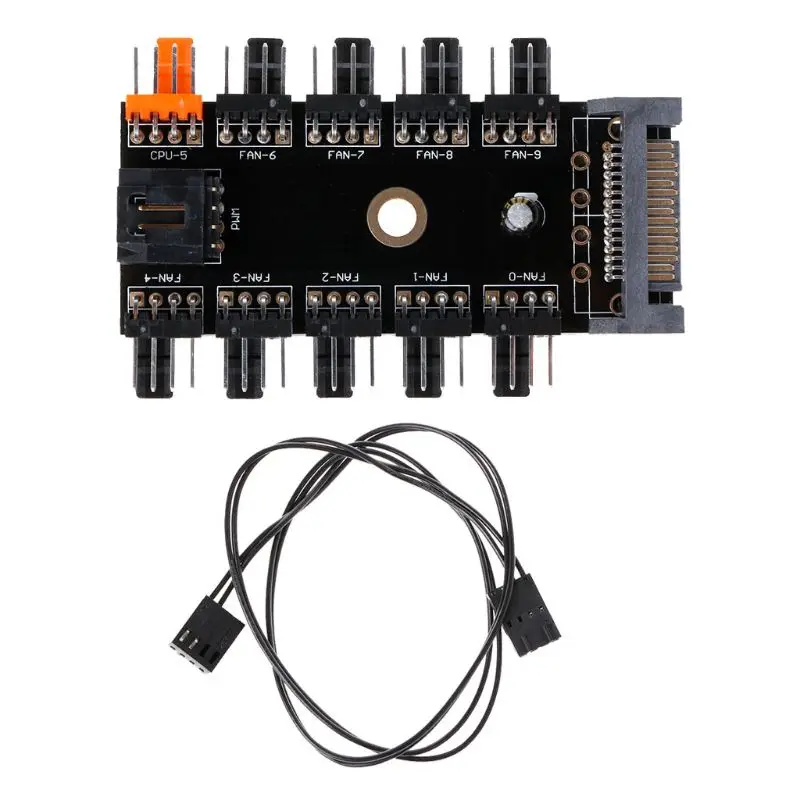 

SATA 1 To 10 Way Splitter PWM Cooling Fan Hub 4-Pin 12V Power Socket PCB Adapte FAN HUB Chassis Fan Line