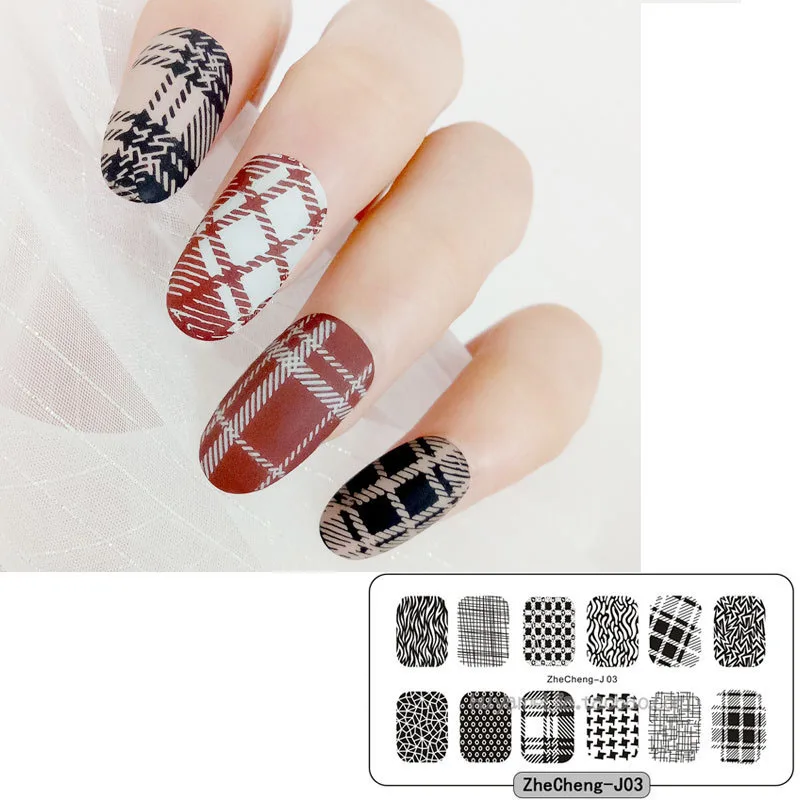 

1 Pcs 6x12CM Nail Stamping Plate Nail Art Grid lines Flowers Bueaty Girls Transfer Printing Template Nail Polish Stencils