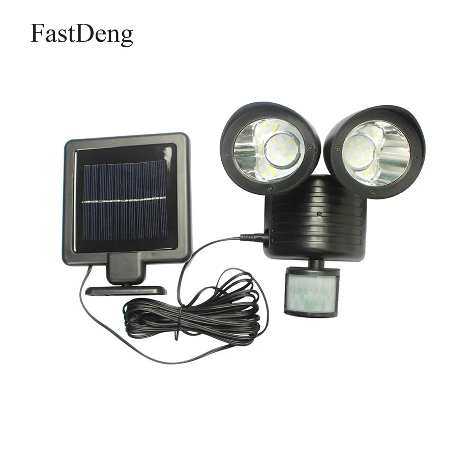 

Outdoor Dual Head Spotlight LED Solar Powered Lamp 22LEDs Induction Detection PIR Motion Sensor Lights Garden Yard Security Lamp
