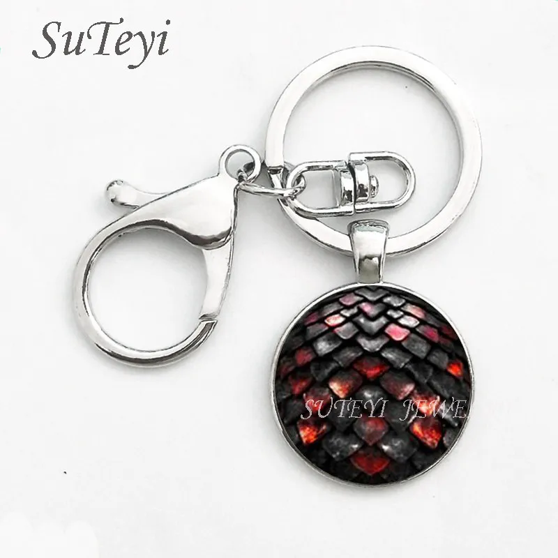 

Wholesale Game art Key Chain Large Egg Keychain Glass Dome Game Pendant Game Of Thrones Dragon Egg Dragon Key Ring Jewelry