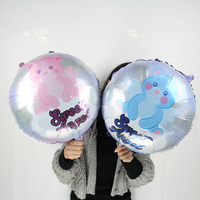 

New 18inch sweet angel boy girl balloons lovey blue pink angel helium foil globos baby shower happy birthday party decor ballons