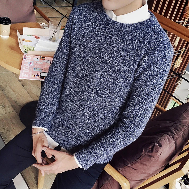Fashion Autumn Casual Sweater Men O Neck Solid Slim Fit