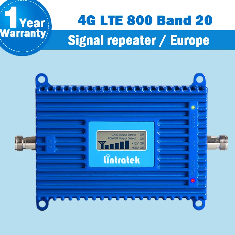 

Lintratek Band 20 4G Amplifier LTE 800 DD Europe Mobile Phone Signal Booster 70dB Cell Phone Amplifier 4g lte 800mhz Repeater 21