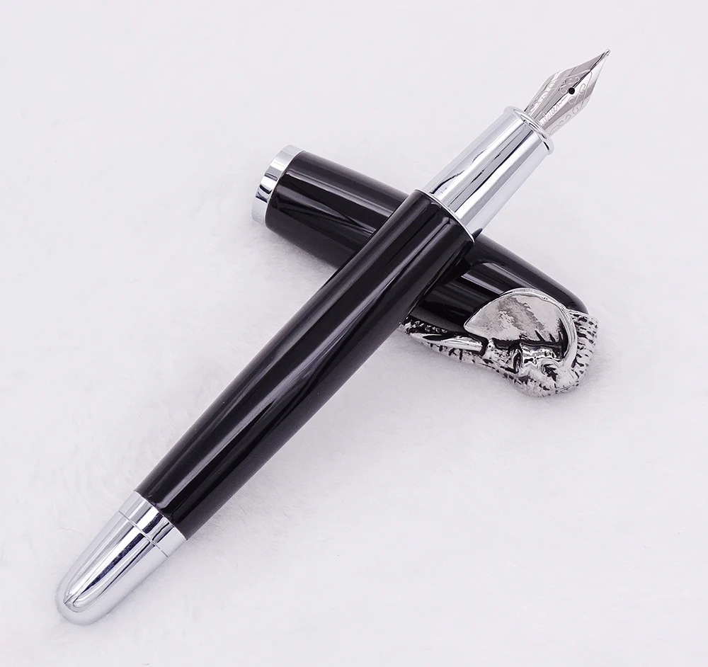 Fuliwen перьевая ручка с головой слона на крышке, нежная черная ручка для подписи, средний наконечник для офиса, дома, школы