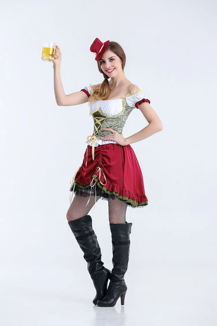 Женский костюм Октоберфест размера плюс, баварский Октоберфест, Немецкий фестиваль, платье для пивного фестиваля, косплей, костюмы на Хэллоуин для женщин, для взрослых - Цвет: Хаки