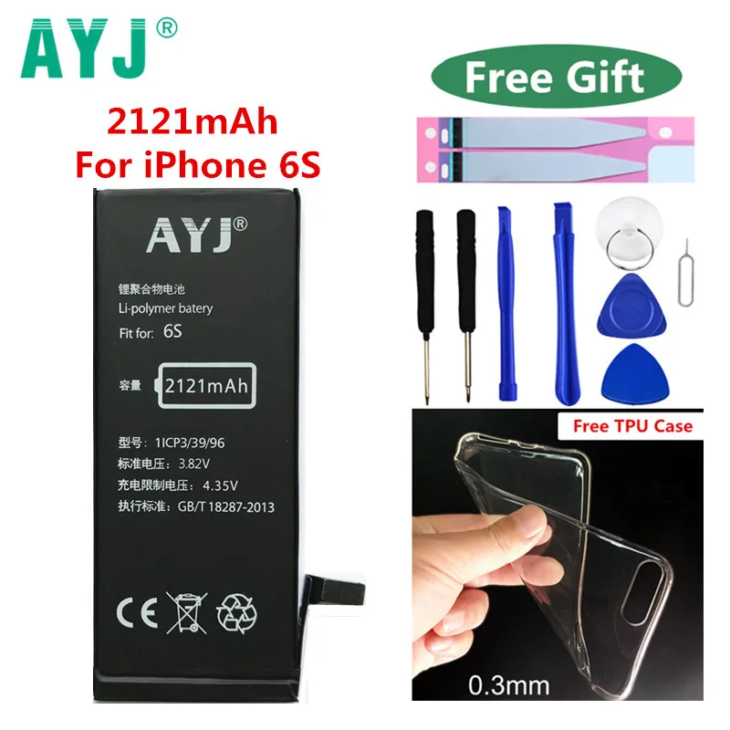 

Original AYJ Battery For Apple iPhone 6GS 6S 4.7' 2121mAh High Capacity Built-in Phone Li-polymer Batteries +Package+Tools