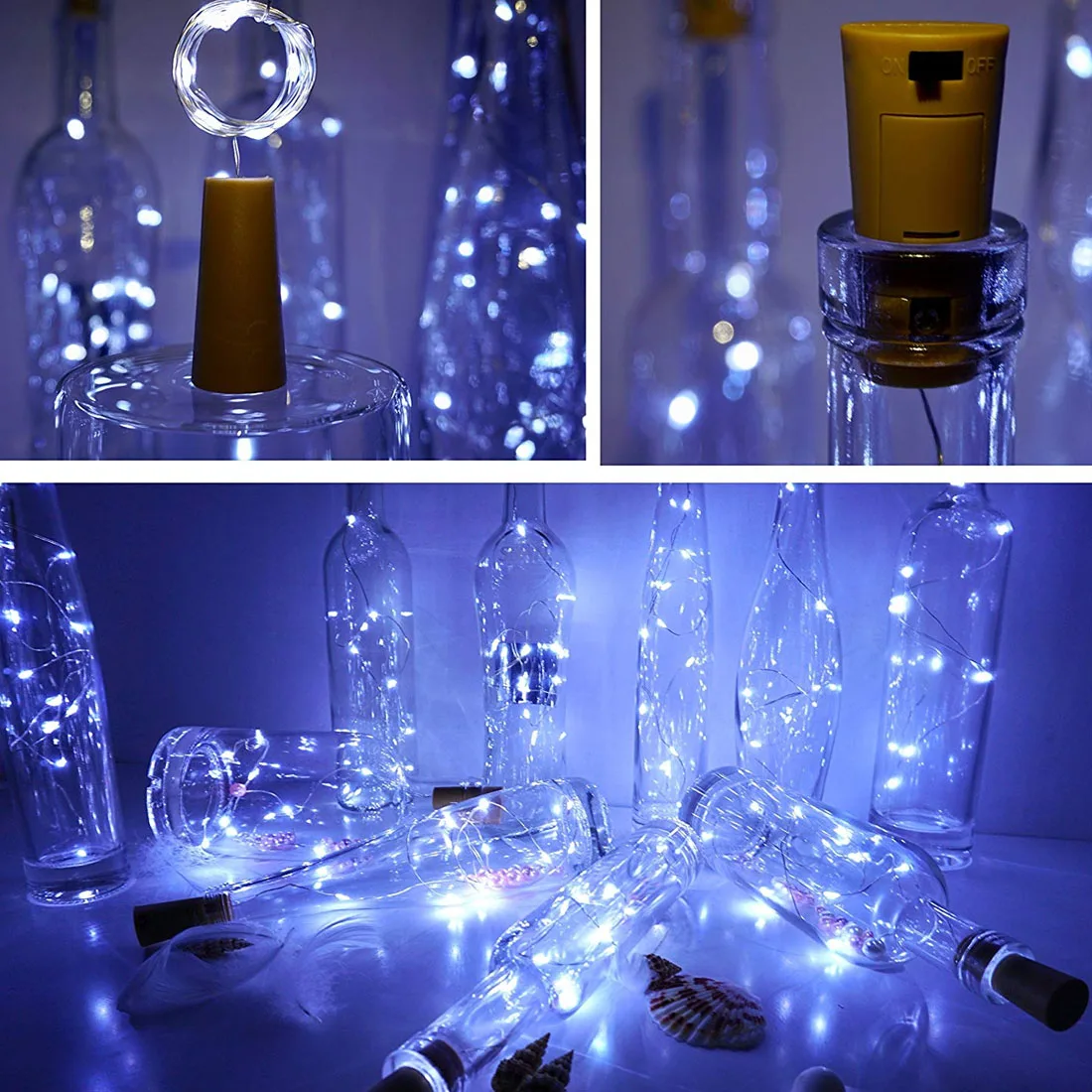 20 светодиодов/15 светодиодов для винных бутылок гирлянда в бутылке пробковая батарея питание Звездное DIY рождественские гирлянды огни для вечерние Хэллоуин Свадьба