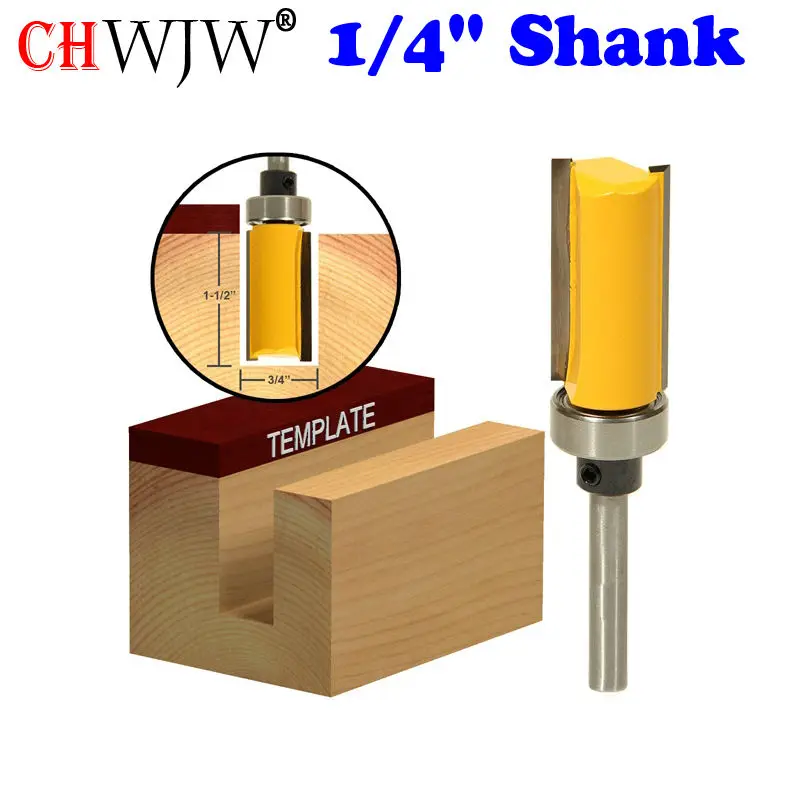 

1pc Pattern Flush Trim Router Bit 3/4" X 1-1/2" Cutter - 1/4" Shank Woodworking cutter Tenon Cutter for Woodworking Tools