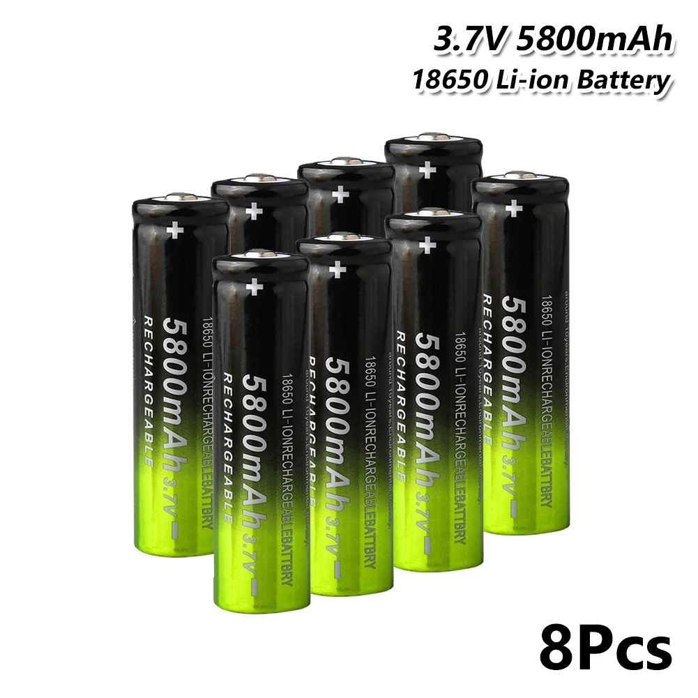 

Headlamp Flashlight 18650 Battery Rechargeable 3.7V 5800mAh Li-ion Cell 8Pcs for Laser Pen LED Flashlight Cell battery holder
