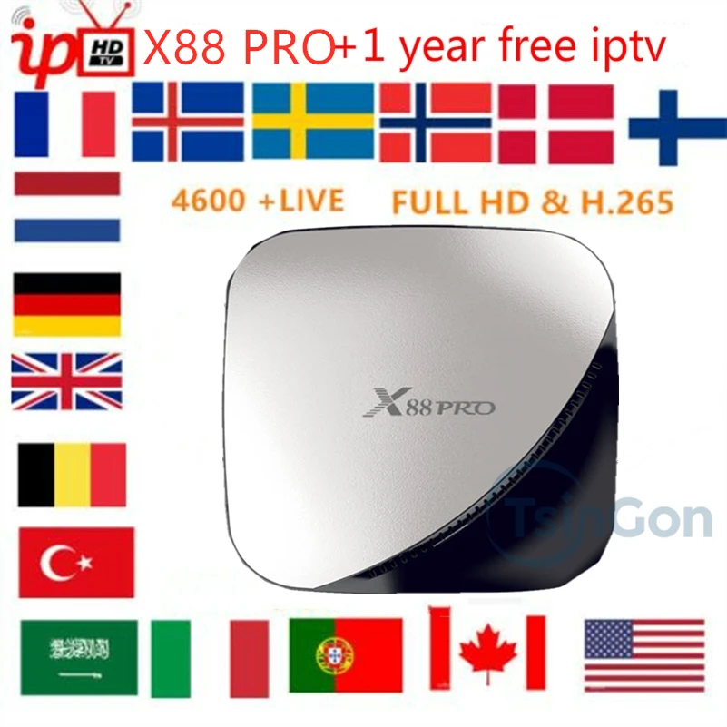 

Android 9.0 TV BOX 4GB RAM 64GB Voice Assistant Rockchip TVIP 7000+Live and Vod supported French US UK SPAIN IPTV Albania