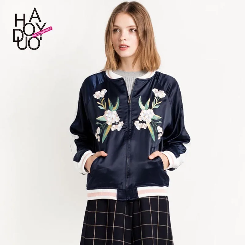 2016 Spring Autumn Women Coat Long Sleeve Zipper Baseball