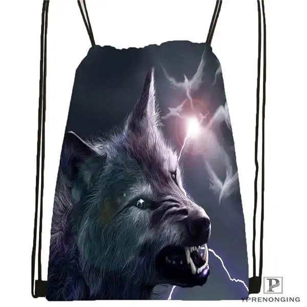 Custom wolf moon by kyghost 02 Drawstring Backpack Bag Cute Daypack Kids Satchel Black Back 31x40cm
