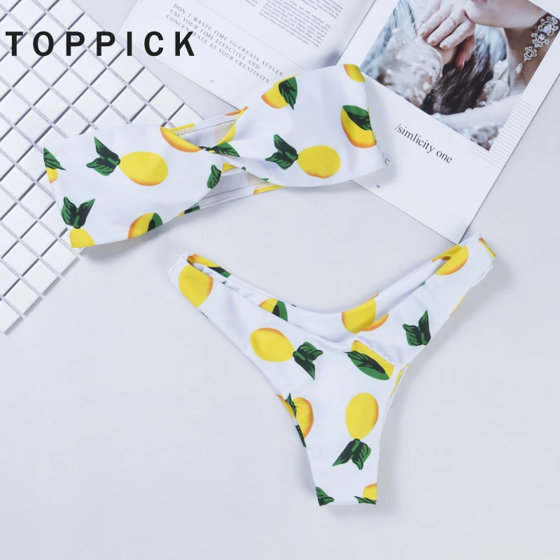 

2018 Women Bandeau Twist Front Thong Swimsuit Sexy Swimwear Women Push Up BikiniBathing Suit Women Bikinis Women Badpak