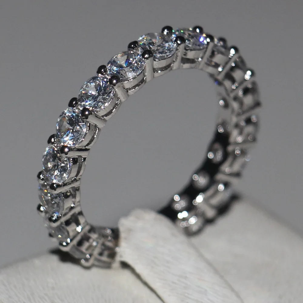 Women Engagement Wedding ring 4mm Round CZ 925 Sterling Silver 5A