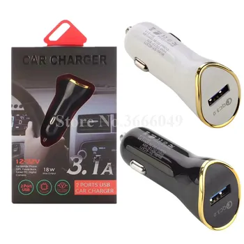 

50pcs QC 3.0 5V 3.1A Fast Quick Charger Car charger power adapter for iphone XS for Samsung s7 s8 android phone With Retail box