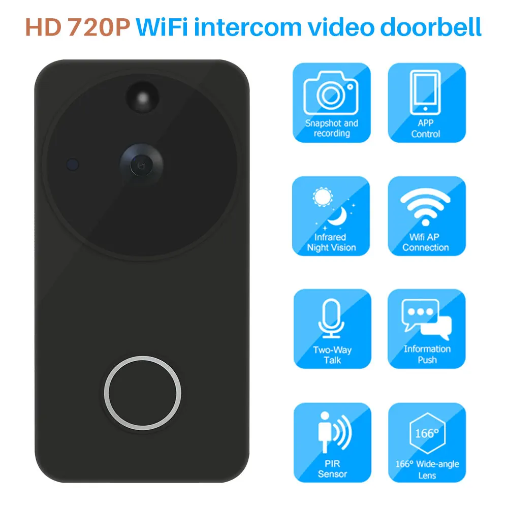 

WIFI Video Doorbell Camera Intercom System Wireless Home Ip Door Bell PIR Monitoring Two-way Audio iOS Android Battery Powered