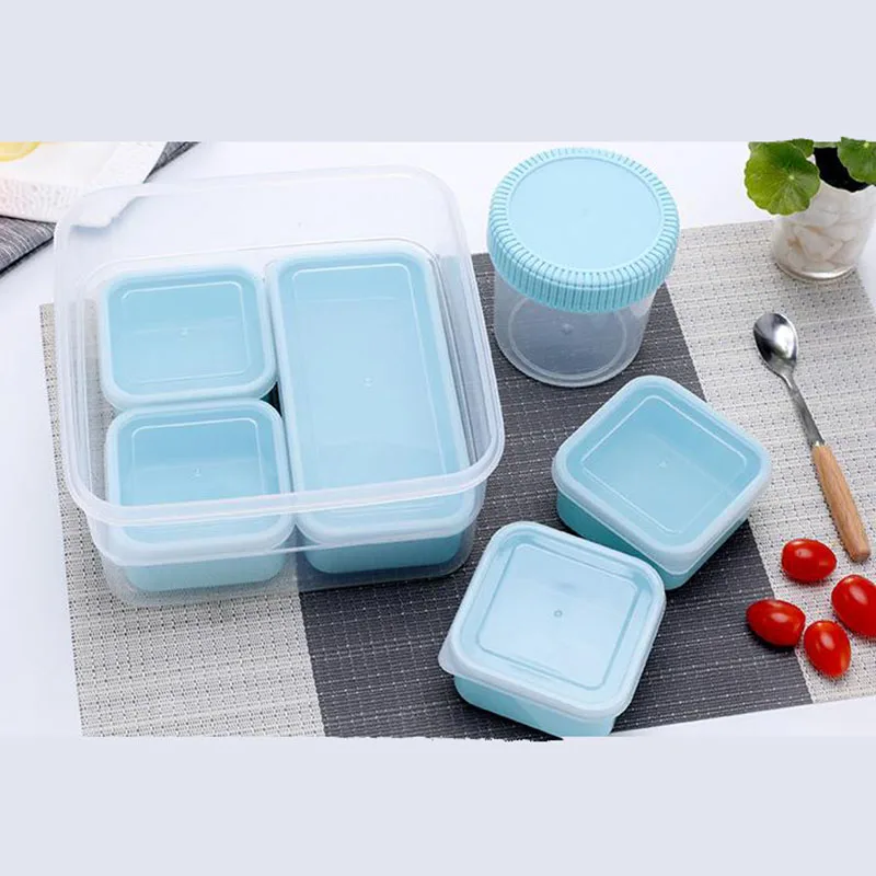 ONEUP Набор из 7 предметов, Ланч-бокс, экологически чистый комбинированный контейнер для хранения продуктов, контейнер для хранения продуктов, герметичная коробка для хранения продуктов - Цвет: Blue