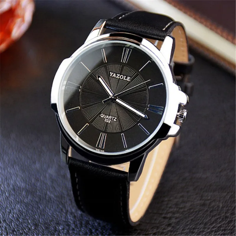 YAZOLE Мужские кварцевые часы люксовый бренд Бизнес повседневные водонепроницаемые из искусственной кожи мужские наручные часы Hodinky Relogio Masculino