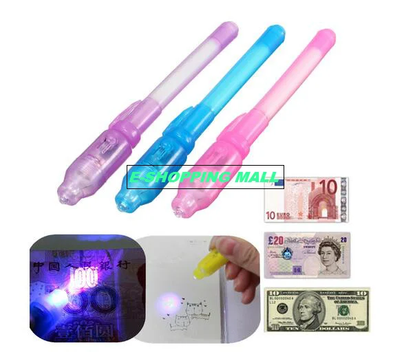50piece/lot ,Invisible Ink Pen UV Black Light Combo,2 in 1 Invisible Ink Pen Creative Invisible