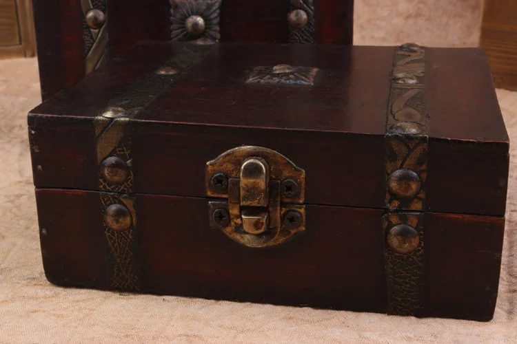 Винтажная деревянная коробка с двойным ремнем, металлический замок, ретро коробки для хранения, для дома и офиса, Ювелирный сундук с сокровищами, Подарочная деревянная коробка для хранения, чехол
