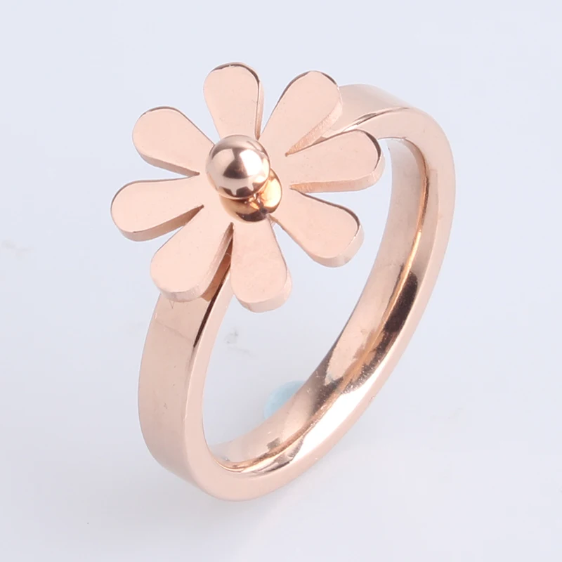 

Rose Gold Flower 316L Stainless Steel finger rings for women men wholesale