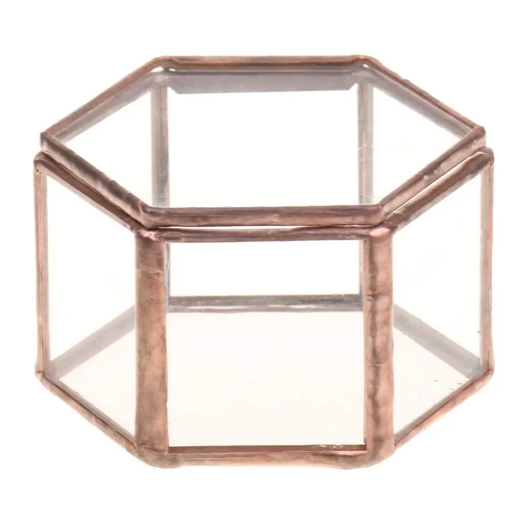 Geometric Glass Terrarium Box Jewelry Box Glass Succulent Plant Pot Deco Hexagon Shape