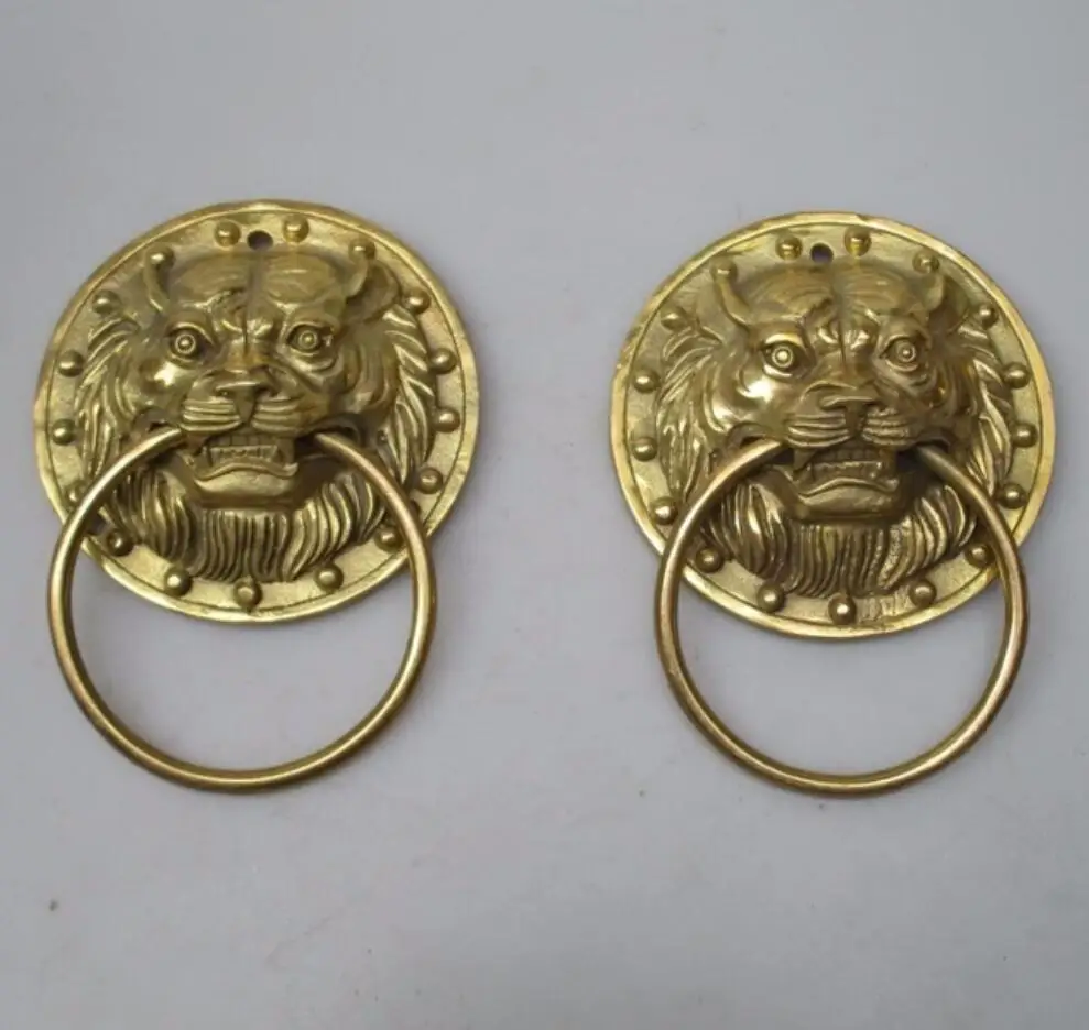 

Collectible Home Decorated Crafts 1 Pair Handwork Brass Hammered Door Knocker style 0001