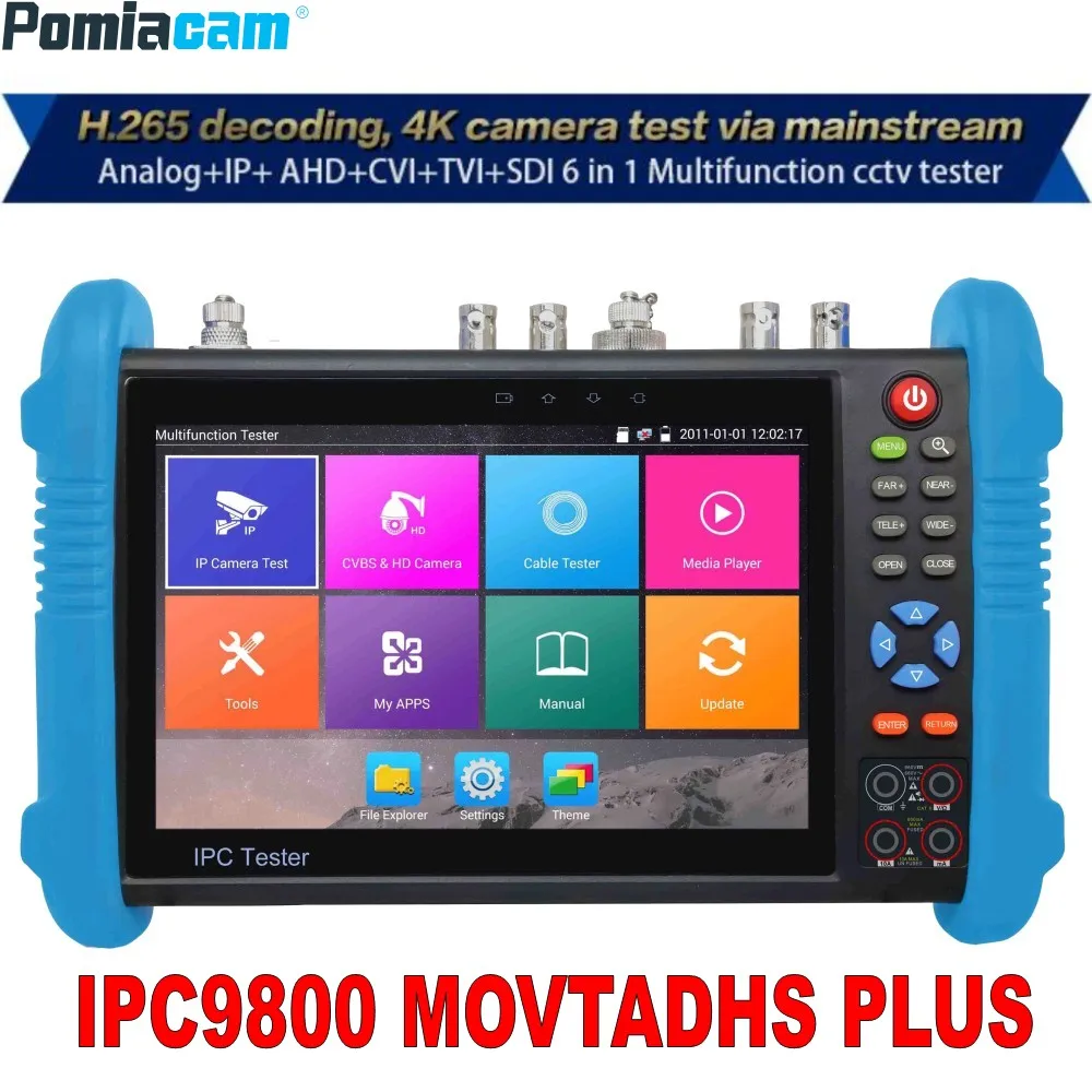 Тестер ip-камеры 9800 Plus 7 дюймов H.265 4 K 8MP TVI CVI AHD SDI CVBS IPC cctv монитор с Определитель местоположения кабеля/TDR/мультиметр DHL бесплатно