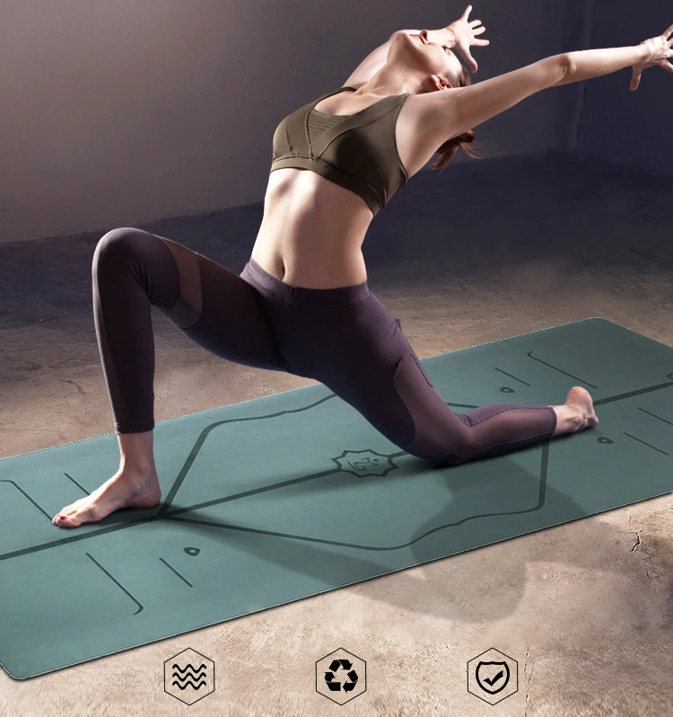 

New 5MM yoga mat large size natural rubber mat PU professional non-slip body line yoga mat