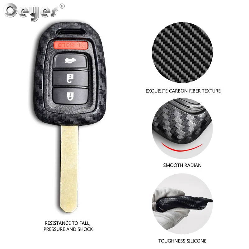 Ceyes Car Styling Silicone Carbon Fiber Key 2 3 Remote Cover Fob Case for Honda Civic Accord Fit for CRV XRV HRV Car Accessories key case cover,key case,remote control case cover