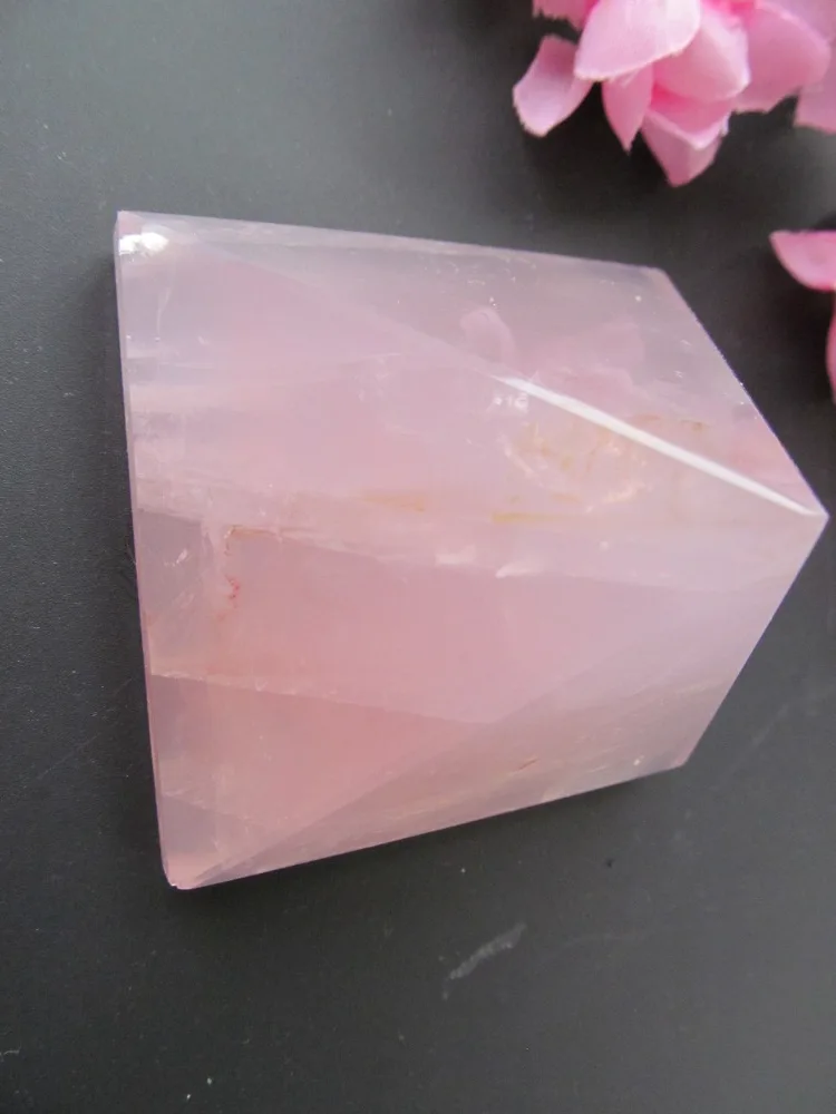 238g Natural Rose Quartz Crystal Pyramid Quartz Crystal Pyramid Healing Crystal Crafts Gift Home