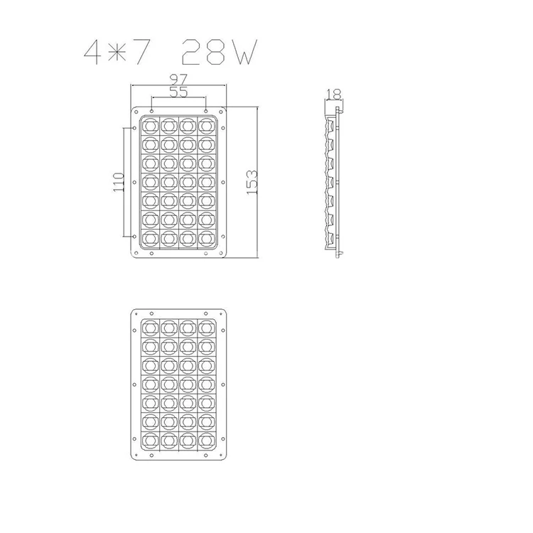 4*7 28 W 153*97 мм 3030 фигурная форма прямоугольник Высокое качество PC Лампа уличного освещения объектив