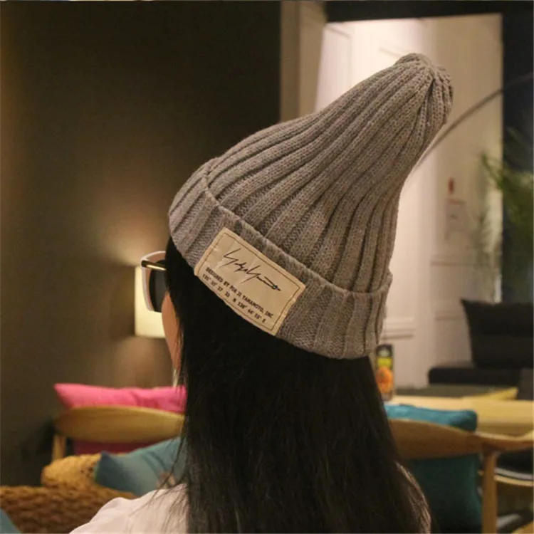 2018 Patch Wool Hat Autumn And Winter Warm Knit Student Hat Tide Men And Women Cold Cap Pullover Cap Pointed Hat ACI89 (3)