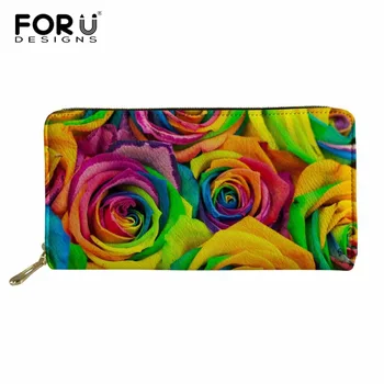 

FORUDESIGNS Rose PU Leather Long Women Wallet Zipper Purse Clutch Money Phone Card Holder Female Wallets Carteras Money Bag